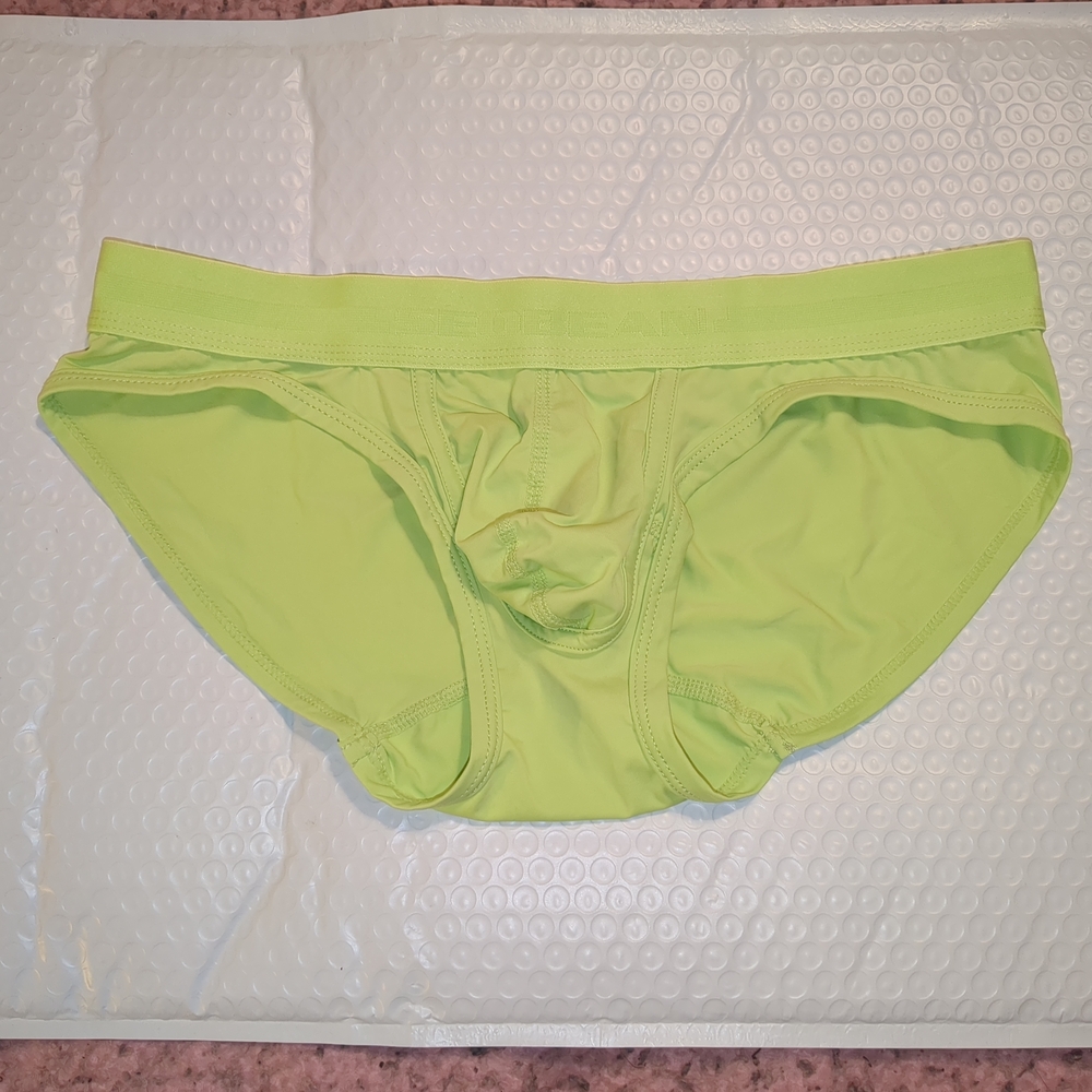 Seobean Bright Green Nylon Pouch Briefs Size Large